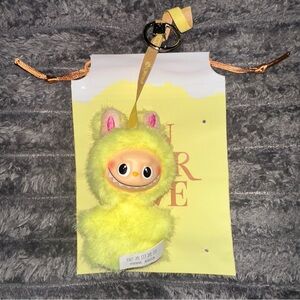 Yellow Furry Keychain - Pin For Love Letter F